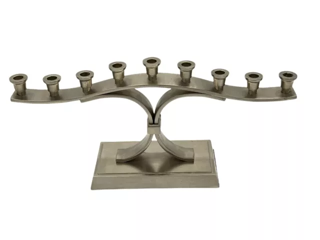 Modern Jewish Stainless Steel Menorah Hanukkah 9 Candle Holder Candelabra 2