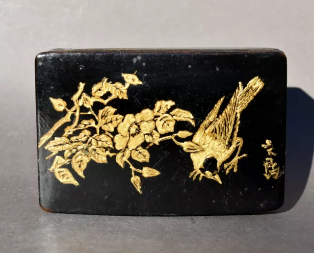 Ancien Porte-courrier Mural En Papier Mâché – Décor Fleurs, Oiseaux, Faisan Et Canard – Pièce Signée