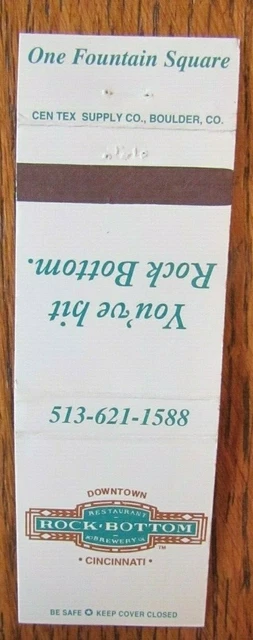 Rock Bottom Brewery Brew Pub Matchbook Matchcover (Cincinnati, Ohio) -E1
