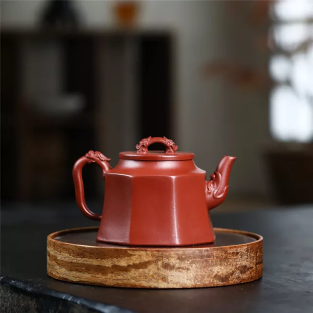 Yixing Zisha Dahongpao famous handmade hexagonal Golden Bell teapot 200ml