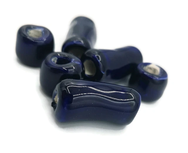 Large Hole Macrame Tube Beads,  6 Pcs Handmade Ceramic Jewelry Making Components