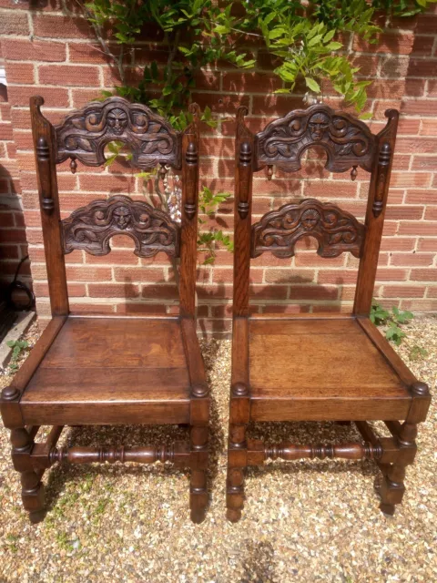 A Pair Of 19th Century Carved Oak Yorkshire/Derbyshire Chairs