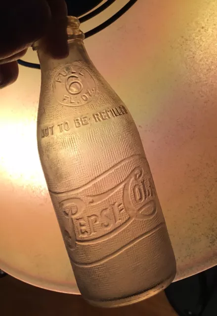 Old Pepsi Cola Soda Bottle Embossed 6 Full Oz Double Dot Logo 1940s Advertising