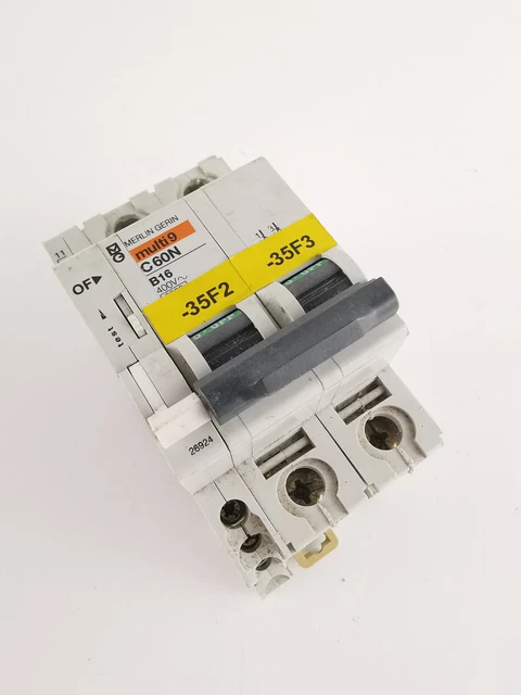 Merlin Gerin multi 9 C60N B16 interruttore protezione linea 2 poli fusibile automatico