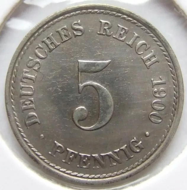 Moneta Reich Tedesco Impero Tedesco 5 Pfennig 1900 A IN Extremely fine /