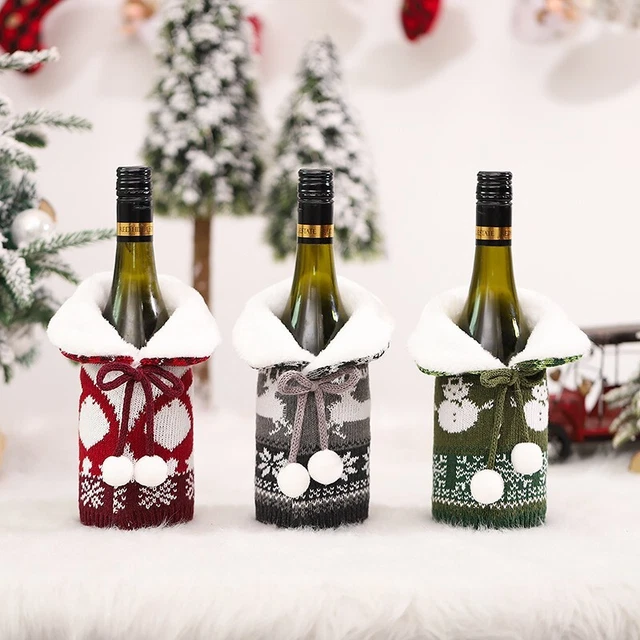 Cubierta de botella decoración navideña tela espumosa parte mesa regalo de Navidad