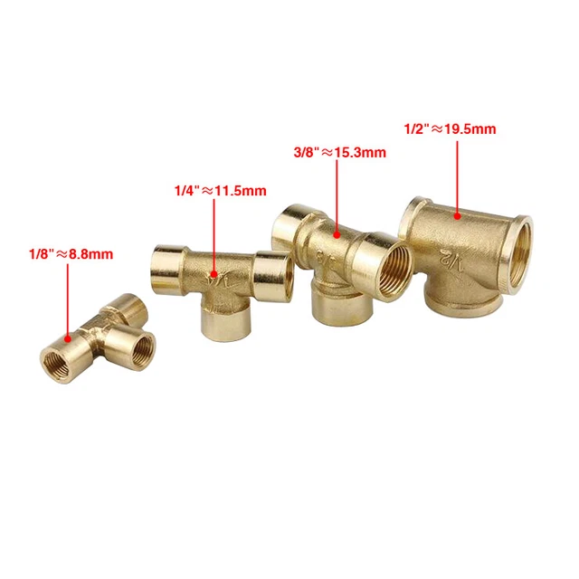 1/2 Inch Brass BSP Plumbing Fitting – Male/Female Tee & Nipple Adapters For Air, Water, Fuel Lines Brass Air Water Fuel Adapter - Foto 10