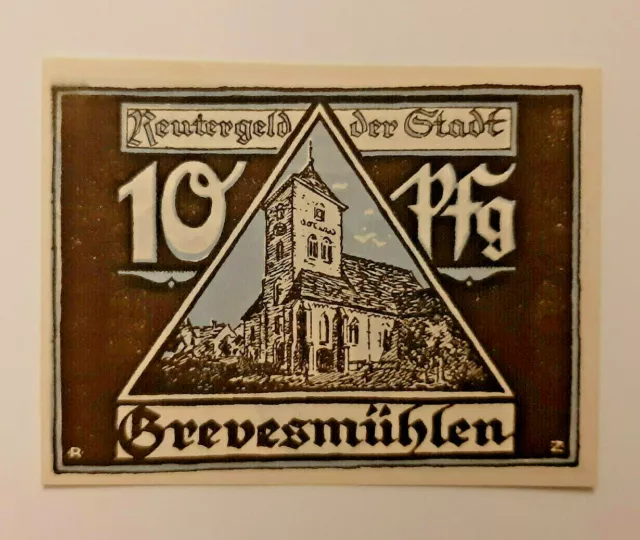 Grevesmühlen Reutergeld Notgeld 10 Pfennig 1922 Notgeldschein (11845)