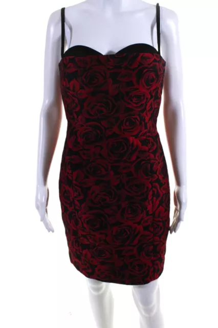 Michael Kors Collection Womens Cotton Floral Sleeveless Pencil Dress Red Size 4