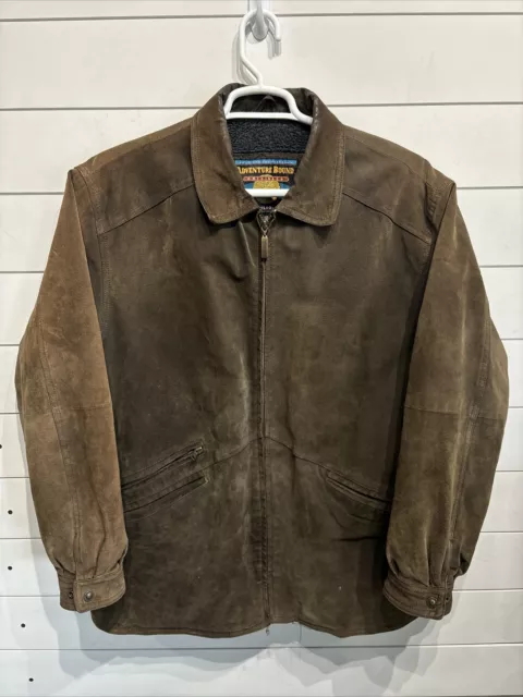 Vtg Wilsons Adventure Bound Brown Suede Leather Jacket Coat Mens XL Western 90s