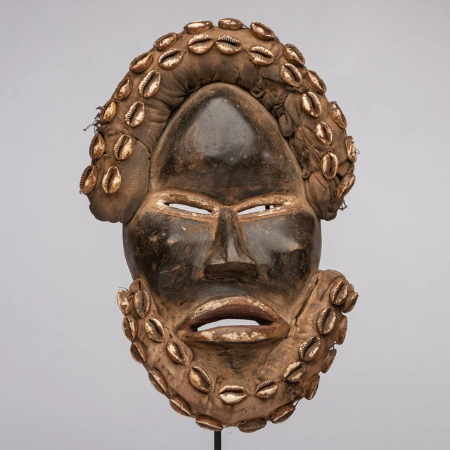Masque Tribal Africain DAN / YACOUBA – Art Premier Ancien – Côte D'Ivoire – Bois Et Cauris