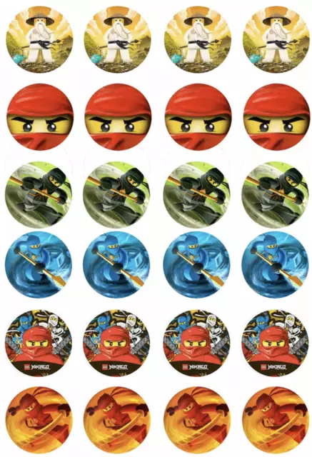 24 x NINJAGO Icing Cupcake Toppers Kids Birthday UNCUT Images