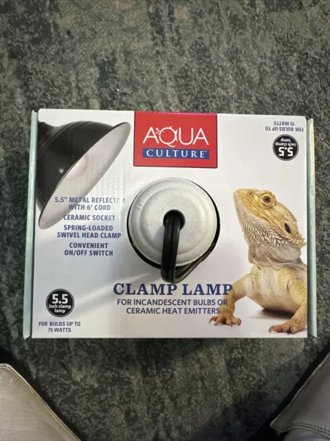 Aqua Culture Repta-clamp Lamp 75 Watt 5.5 Inch Ceramic With Switch 60 Watt Bulb