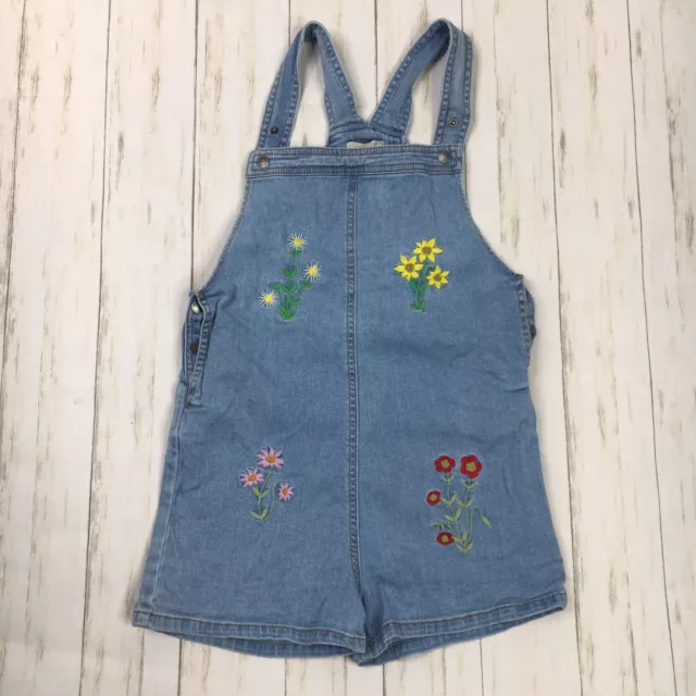 Stella McCartney Kids Size 10 Blue Edith Floral Embroidered Denim Overalls