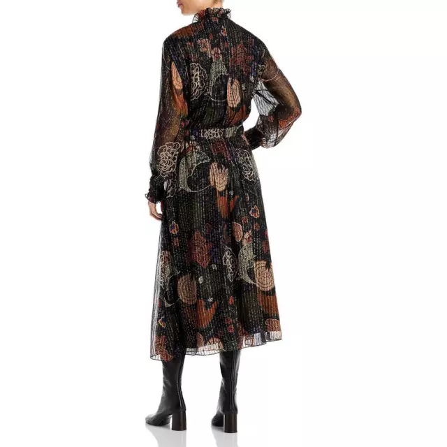 LAFAYETTE 148 NEW York Womens Black Silk Metallic Midi Dress XS BHFO ...