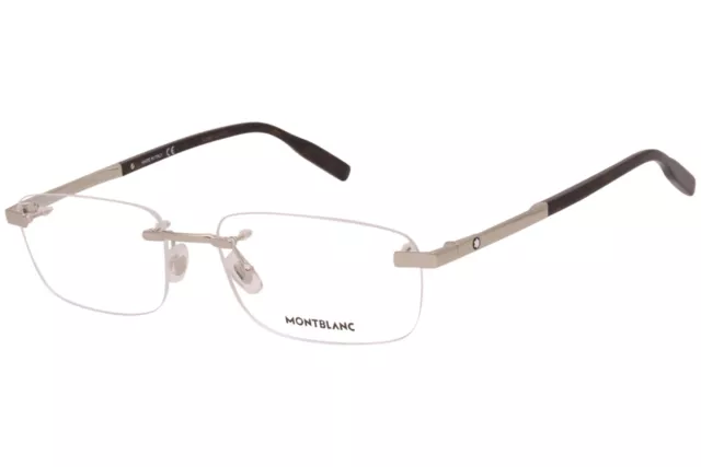 Mont Blanc MB0023O 005 Eyeglasses Men's Silver/Havana Rimless Optical Frame