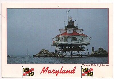 ANNAPOLIS MD Postcard THOMAS POINT Shoal LIGHTHOUSE Chesapeake Bay MARYLAND 1994