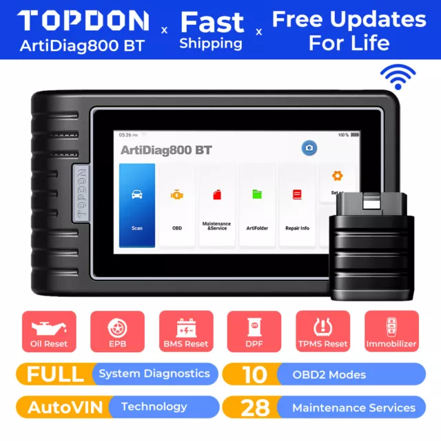 2024 TOPDON AD800 BT Car Diagnostic Tool Auto OBD2 Scanner FULL SYSTEM TPMS UK