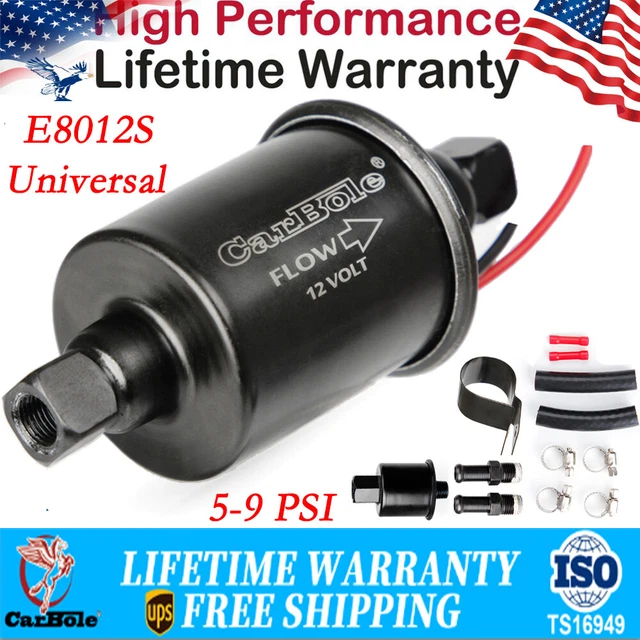 Universal E8012S Low Pressure 5-9 PSI Fuel Pump Electric 30GPH 12V Diesel Inline