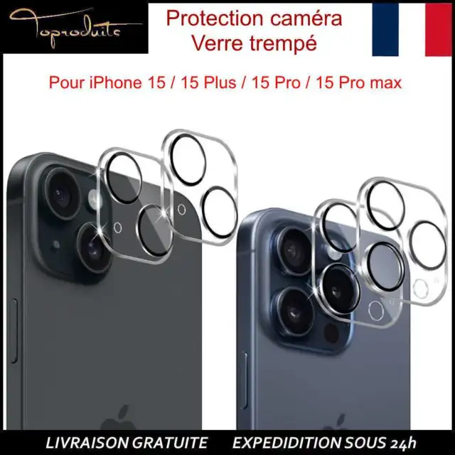 Protection Caméra en Verre trempé pour iPhone 15 15PLUS 15PRO 15PROMAX