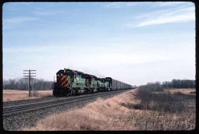 Original Railroad Slide - BN Burlington Northern 3118+ New York Mills MN 3-29-86