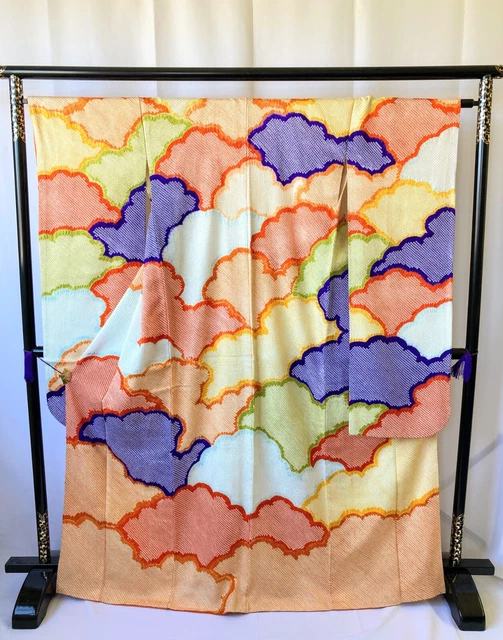 Vintage Japanese kimono - Shibori Furisode Kimono robe