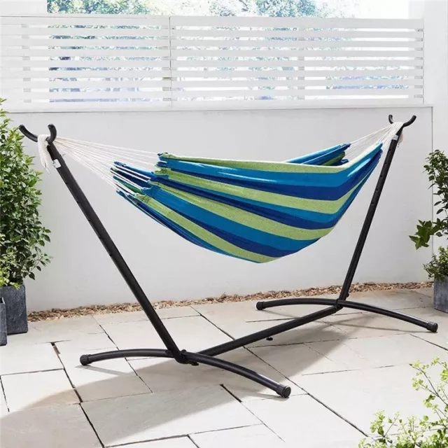 Garden Double Hammock with Portable Steel Stand | Outdoor I Indoor