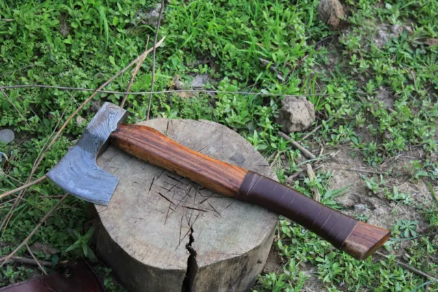 Handmade Damascus Steel Head Viking Axe for Wood Cutting, Perfect Gift For Him
