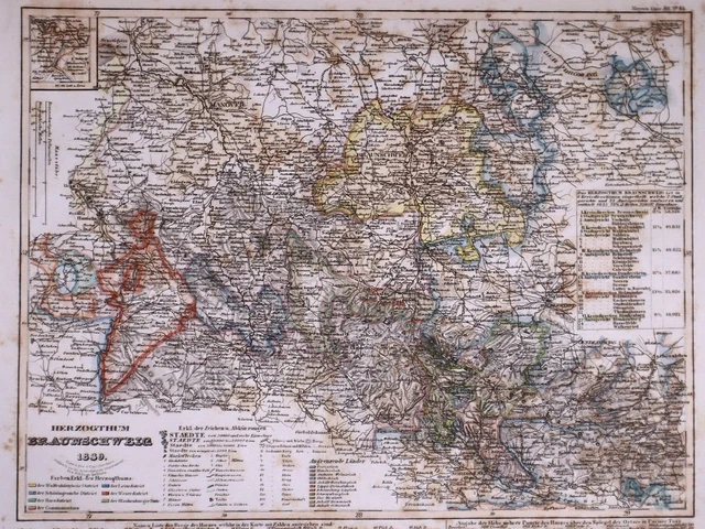 Dated 1839 Universal Atlas Map ~ BRAUNSCHWEIG / GERMANY ~ (10x12)-#1296