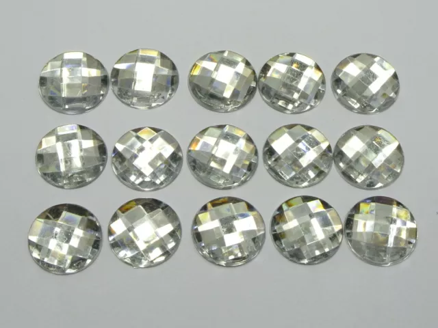 100 Acrylic Flatback Faceted Round Rhinestone Gems 16mm No Hole Pick Your Color
