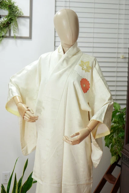 Dear Vanilla Japanese Silk Kimono Women's Robe Gown Authentic Japan Vintage Mint 2