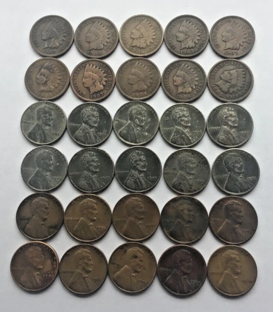 Nice Lincoln Wheat & Indian Head Cent Collection - Lot of 30 Coins