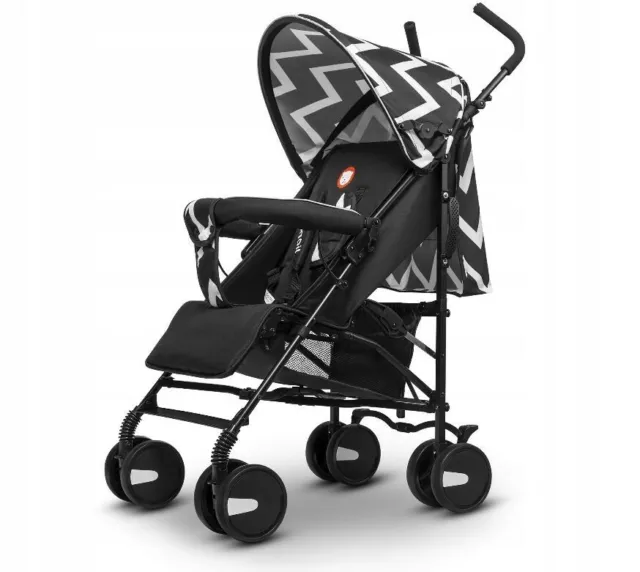 Baby Stroller Pushchair With Cosy Toes &Mosquito Net Elia Lionelo Black & White