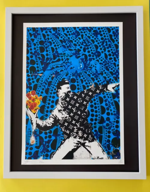 Muerte Nyc Grande Enmarcado 40.6x50.8cm Pop Art Grafiti COA Banksy Flor Lanzador