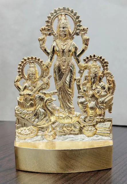 Laxmi Ganesh Saraswati Idol Lakshmi Ganesh Sarasvati Statue Murti 11 Cm Height