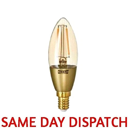 IKEA LED BULB E14 200 Lumen Dimmable Chandelier Brown Clear Glass Retro