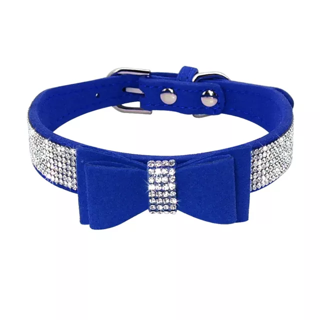 Crystal Dog Collar with Cute Bow Tie Bling Rhinestone Puppy Cat Diamond Necklace