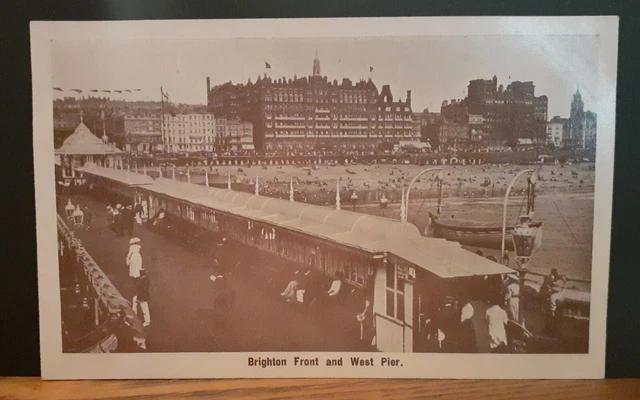 Old Pier & Street Scene Real Photo Postcard - Brighton East Sussex England UK