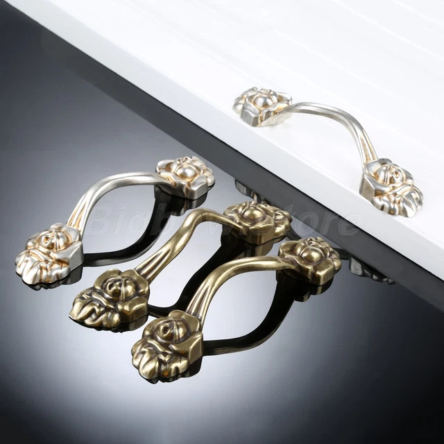 1Pc Vintage Rose Wardrobe Drawer Dresser Furniture Cabinet Door Pull Handle