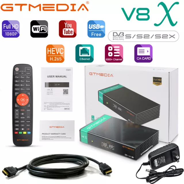 GTMEDIA V8X Satellite TV Receiver H.265 HD PVR 4G WIFI DVB-S2X Decoder Box Tuner