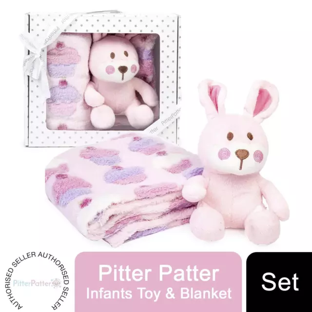 Pitter Patter Teddy Bear And Cupcake Blanket For Kids and New Borns, Pink