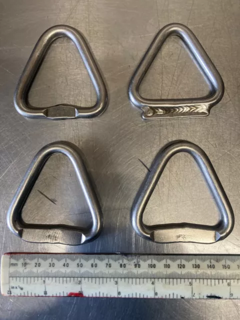 4 xSTAINLESS STEEL TRIANGULAR RING-TRIANGLE DELTA LINK 5mm x 60mm webbing marine