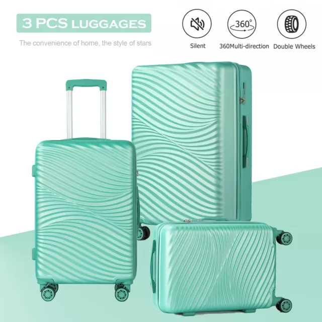 3 Piece luggage Set Hard Shell Travel Trolley Suitcase w/TSA Lock Spinner Wheels