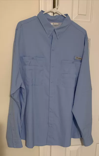 Columbia PFG Shirt Men’s Sz XL Blue UPF 50 Button Up Long Sleeve Fishing Vented