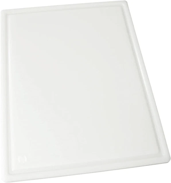 Winco Heavy-Duty Plastic Cutting Board with Groove, 12" X 18" X 1/2", White