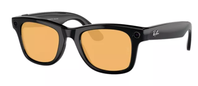 RAY BAN Meta Wayfarer  CUSOM Smart Sunglasses Shiny Black/ Yellow Lenses