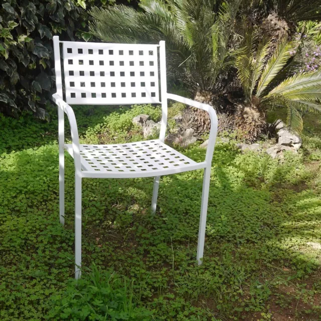OEM SYSTEMS ISCHIA Sedia da giardino in resina con braccioli impilabile  Bianco : : Giardino e giardinaggio