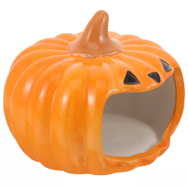 Halloween Hamster Hideout Ceramic Pumpkin House for Small Animals-KX