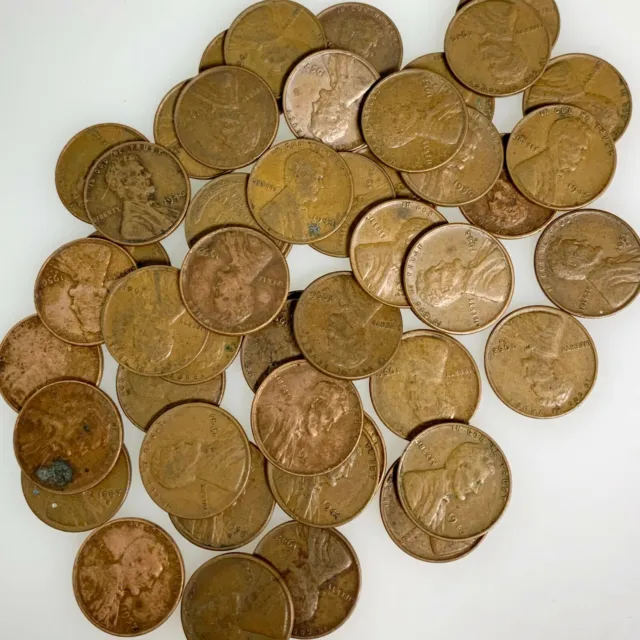 1940s 1950s 10 Rolls One Cent Lincoln Wheat Wheaties Coins Pennies Lot 3