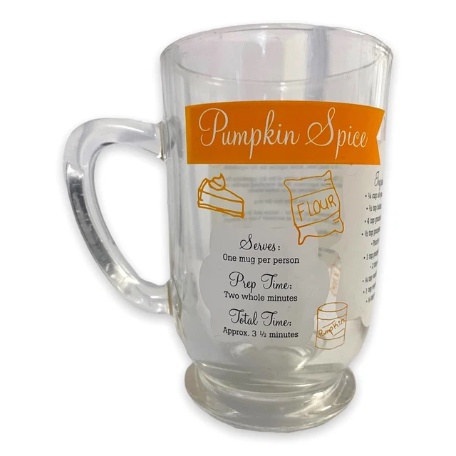 Luminarc Bolero style 16oz glass - Pumpkin Spice recipe mug orange fall coffee